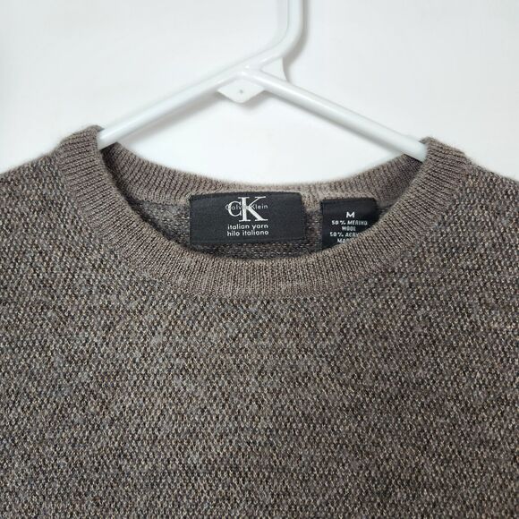 Calvin Klein Sweater Womens M Knit Merino Wool Blend Dark Academia Classic Core - Picture 2 of 9